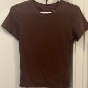 NUDE Women's Coffee classic crewneck Short Sleeve Tee